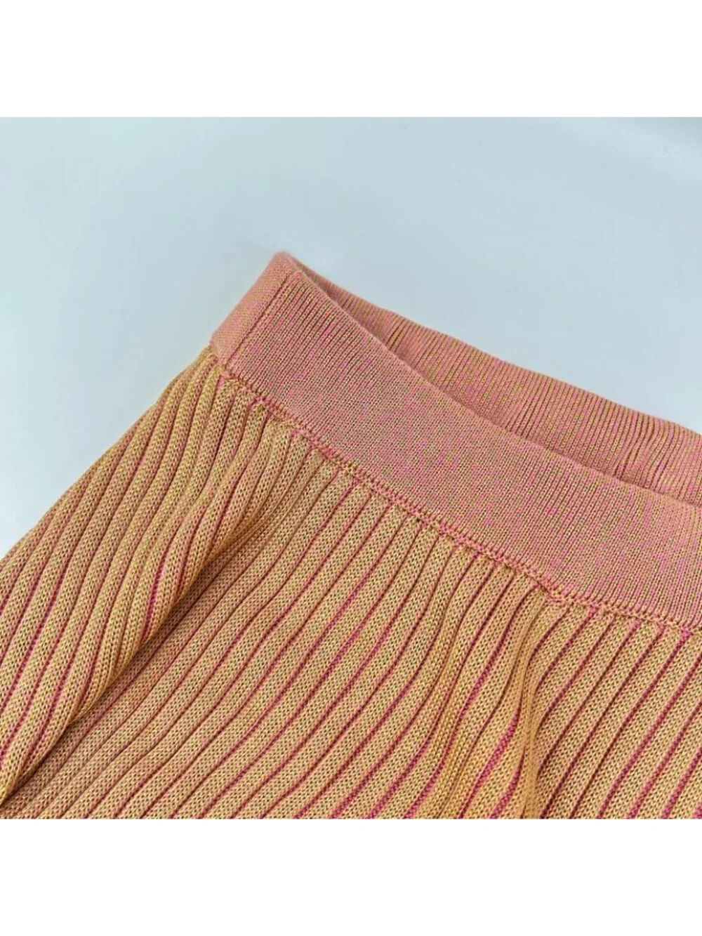 Gucci Lovelight Love Light Beige Pink Rayon Rib Knit Flare Midi Skirt XS